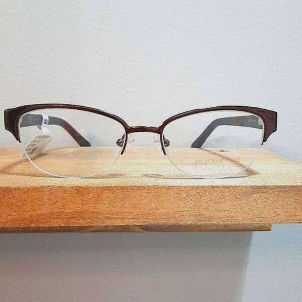 NEW Half Rim Rx'able Eyeglass Frame, Cat Eye, women glasses brown 51 17 135